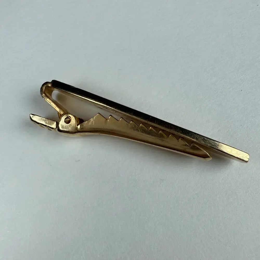 Vintage Anson Gold Tone Tie Clip Engraved Floral Design 2 Inches